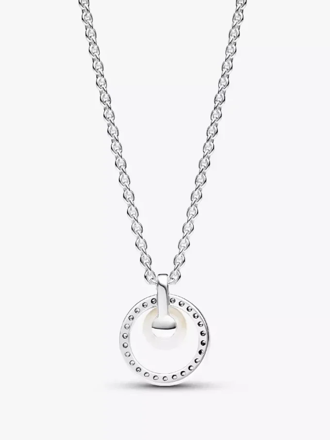 Halskette mit behandelter Süßwasserzuchtperle und Pavé-Collier aus Sterlingsilber Halskette mit behandelter Süßwasserzuchtperle und Pavé-Collier aus Sterlingsilber