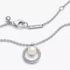 Halskette mit behandelter Süßwasserzuchtperle und Pavé-Collier aus Sterlingsilber Halskette mit behandelter Süßwasserzuchtperle und Pavé-Collier aus Sterlingsilber