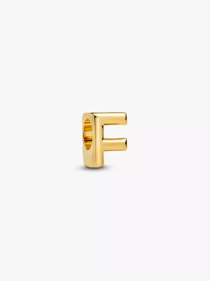 Buchstabe F als Alphabet-Charm, 14 Karat vergoldet