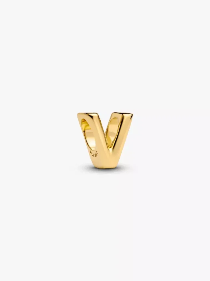 Buchstabe V Alphabet-Charm, 14 Karat vergoldet