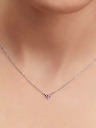 Halskette mit dreifachem rosa Herzanhänger aus Sterlingsilber