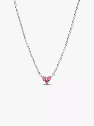 Halskette mit dreifachem rosa Herzanhänger aus Sterlingsilber