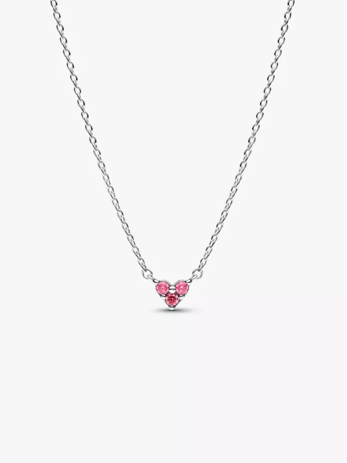 Halskette mit dreifachem rosa Herzanhänger aus Sterlingsilber Halskette mit dreifachem rosa Herzanhänger aus Sterlingsilber