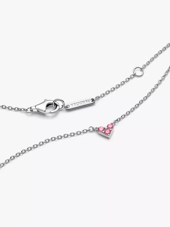 Halskette mit dreifachem rosa Herzanhänger aus Sterlingsilber Halskette mit dreifachem rosa Herzanhänger aus Sterlingsilber