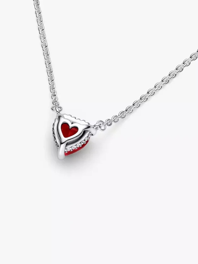 Halskette mit funkelndem Herz-Halo-Anhänger aus Sterlingsilber Halskette mit funkelndem Herz-Halo-Anhänger aus Sterlingsilber