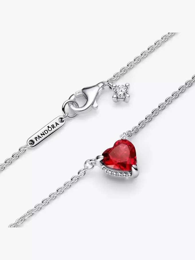 Halskette mit funkelndem Herz-Halo-Anhänger aus Sterlingsilber Halskette mit funkelndem Herz-Halo-Anhänger aus Sterlingsilber