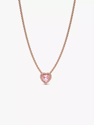 Halskette mit rosa Herz, 14 Karat Roségold-Beschichtung