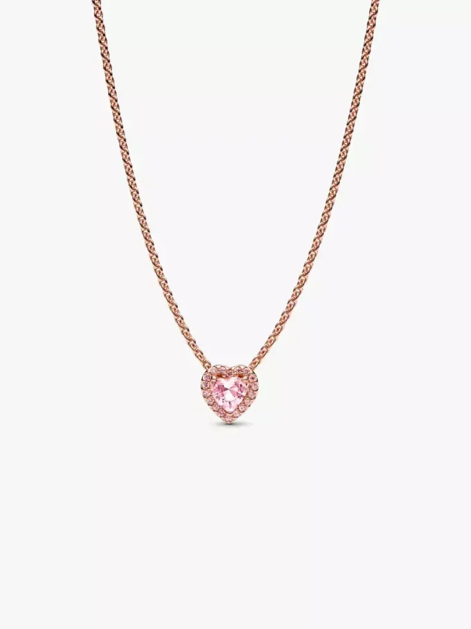 Halskette mit rosa Herz, 14 Karat Roségold-Beschichtung Halskette mit rosa Herz, 14 Karat Roségold-Beschichtung
