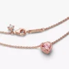 Halskette mit rosa Herz, 14 Karat Roségold-Beschichtung Halskette mit rosa Herz, 14 Karat Roségold-Beschichtung