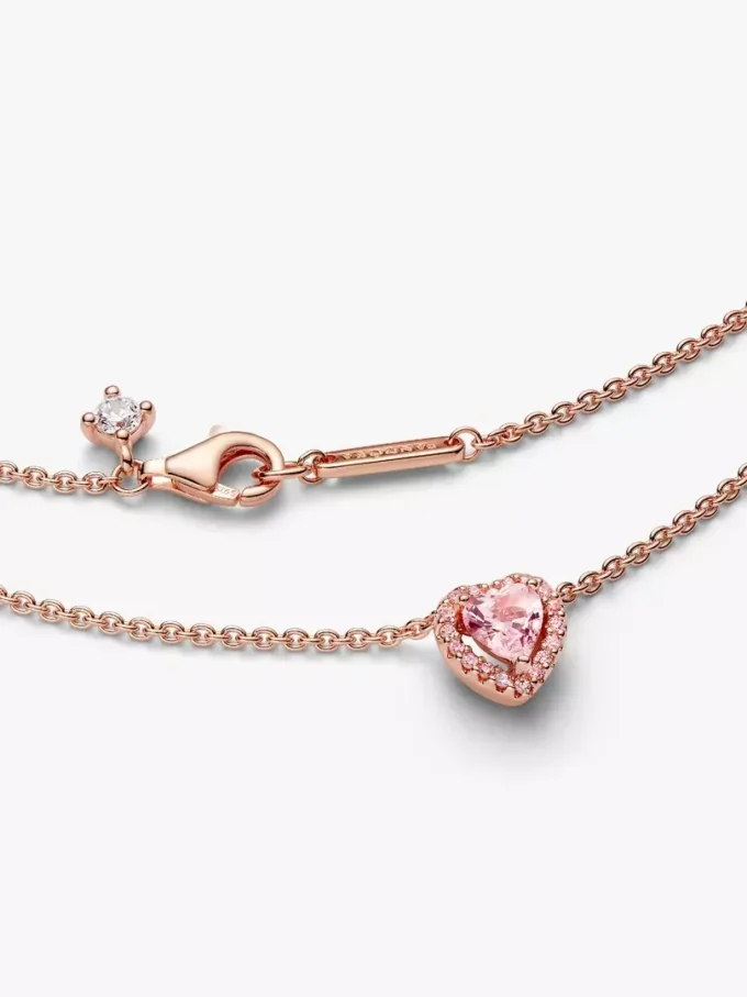 Halskette mit rosa Herz, 14 Karat Roségold-Beschichtung Halskette mit rosa Herz, 14 Karat Roségold-Beschichtung