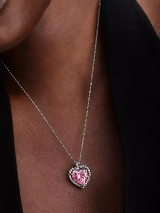 Halskette mit rosa Herz-Anhänger aus Sterlingsilber