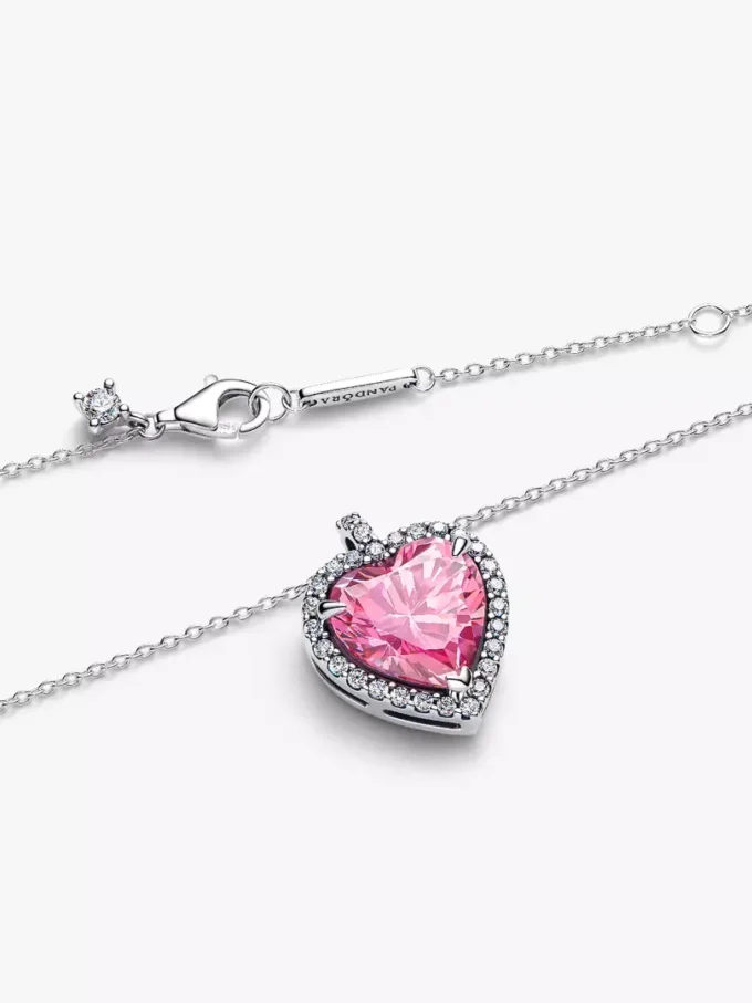 Halskette mit rosa Herz-Anhänger aus Sterlingsilber Halskette mit rosa Herz-Anhänger aus Sterlingsilber