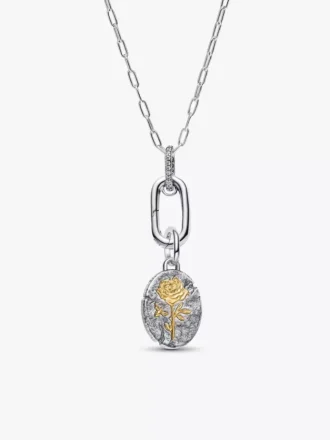Halskette mit Rosenmedaillon-Charm, 2er-Set