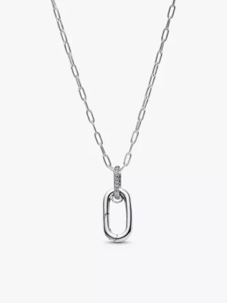 Halskette mit aufklappbarem Gliederanhänger aus Sterlingsilber