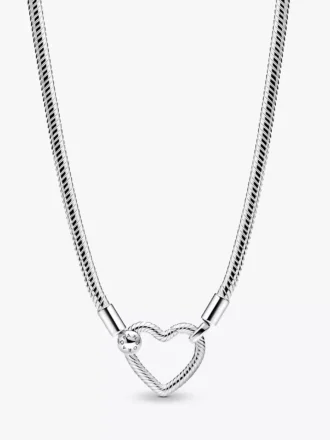 Halskette mit Snake Chain und Herzverschluss aus Sterlingsilber