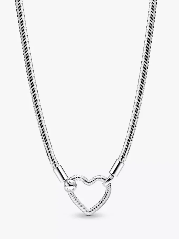 Halskette mit Snake Chain und Herzverschluss aus Sterlingsilber Halskette mit Snake Chain und Herzverschluss aus Sterlingsilber