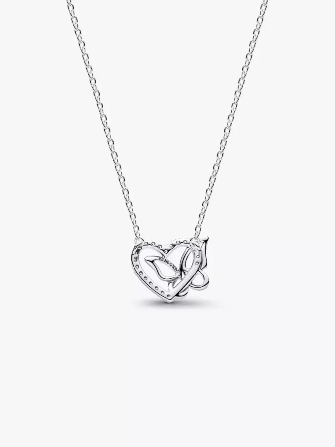 Halskette mit verschlungenem Herz- und Schmetterlingsanhänger aus Sterlingsilber Halskette mit verschlungenem Herz- und Schmetterlingsanhänger aus Sterlingsilber