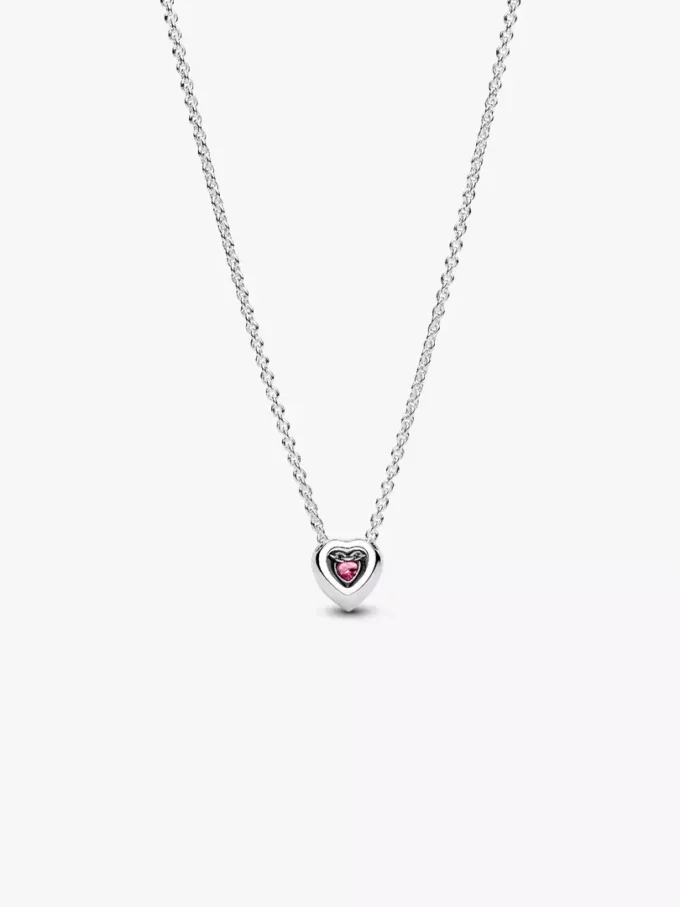 Halskette „Pink Elevated Heart“ aus Sterlingsilber