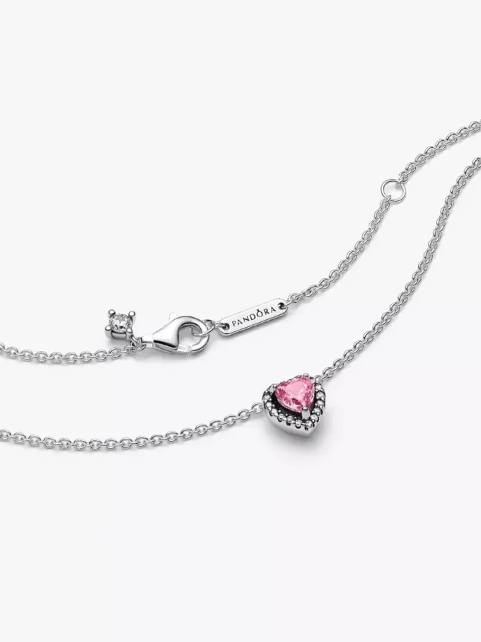 Halskette „Pink Elevated Heart“ aus Sterlingsilber