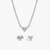 Halskette und Ohrringe mit dreifachem Herz-Set (2er-Set)