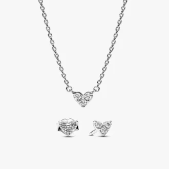 Halskette und Ohrringe mit dreifachem Herz-Set (2er-Set)