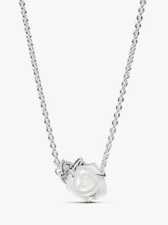 Halskette „White Rose in Bloom“ – Sterlingsilber