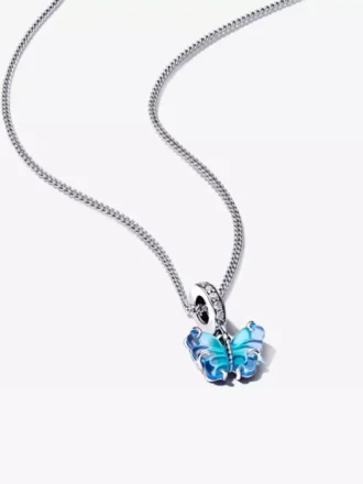 Halskettenset mit blauem Murano Glass-Schmetterling, 2er-Set