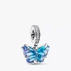 Blauer Murano Glass-Schmetterling-Dangle Charm aus Sterlingsilber Blauer Murano Glass-Schmetterling-Dangle Charm aus Sterlingsilber