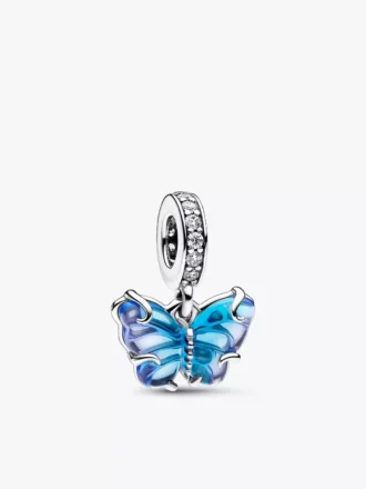 Blauer Murano Glass-Schmetterling-Dangle Charm aus Sterlingsilber Blauer Murano Glass-Schmetterling-Dangle Charm aus Sterlingsilber