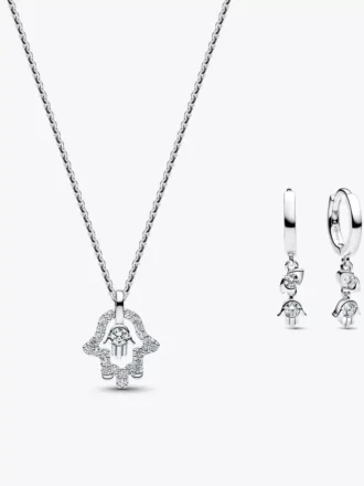 Hamsa-Halskette und Ohrringe, 2er-Set