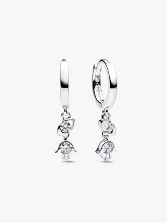 Pandora Talisman Ohrringe aus Sterlingsilber mit Lab-Grown Diamonds, „Evil Eye“ und Hamsa-Hand, 0,20 ct insgesamt, Sterlingsilber