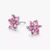 Herbarium funkelnde rosa Blumen-Ohrringe aus Sterlingsilber
