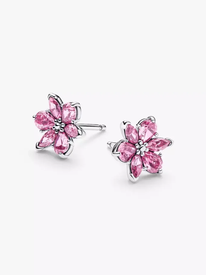 Herbarium funkelnde rosa Blumen-Ohrringe aus Sterlingsilber