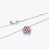 Herbarium funkelnder rosa Blumenanhänger aus Sterlingsilber als Halskette Herbarium funkelnder rosa Blumenanhänger aus Sterlingsilber als Halskette
