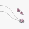 Herbarium funkelndes rosa Blumen-Schmuck-Geschenkset aus Sterlingsilber Herbarium funkelndes rosa Blumen-Schmuck-Geschenkset aus Sterlingsilber