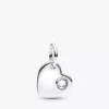 April gravierbarer Herz-Dangle Charm mit klarem Stein aus Sterlingsilber
