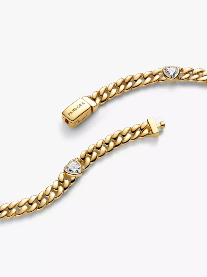Herz-Cuban-Armband, 14-karätig vergoldet Herz-Cuban-Armband, 14-karätig vergoldet