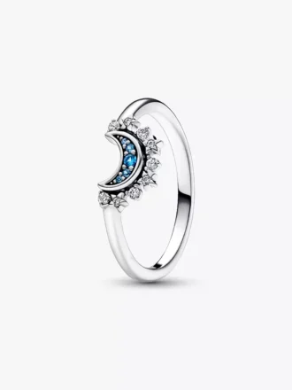 Ring „Celestial Blue Sparkling Moon“ aus Sterlingsilber