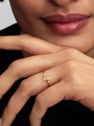 Honigbienenring, 14 Karat vergoldet