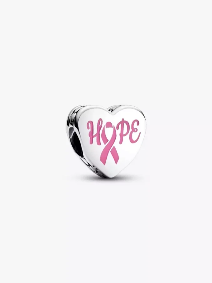 „Hope Heart“-Charm aus Sterlingsilber mit rosa Emaille „Hope Heart“-Charm aus Sterlingsilber mit rosa Emaille