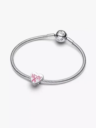 „Hope Heart“-Charm aus Sterlingsilber mit rosa Emaille