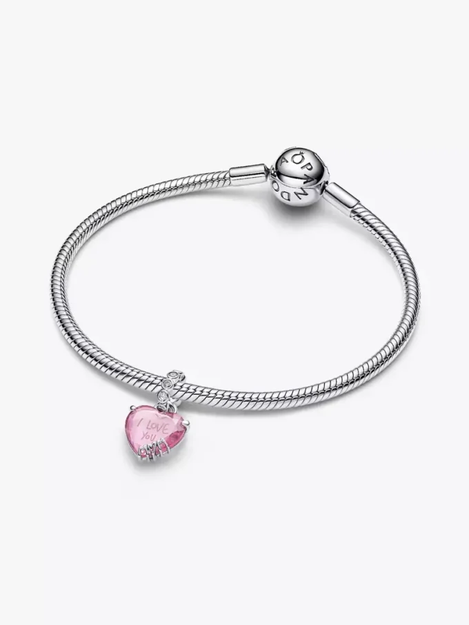 „I love you mom“ Dangle Charm aus Sterlingsilber „I love you mom“ Dangle Charm aus Sterlingsilber