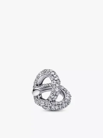 Pavé-Charm „Infinity Knot Heart“ aus Sterlingsilber