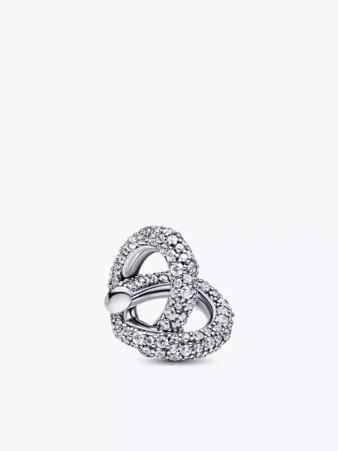 Pavé-Charm „Infinity Knot Heart“ aus Sterlingsilber Pavé-Charm „Infinity Knot Heart“ aus Sterlingsilber