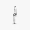 Klarer, geneigter Herz-Solitärring aus Sterlingsilber Klarer, geneigter Herz-Solitärring aus Sterlingsilber