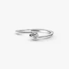 Klarer, geneigter Herz-Solitärring aus Sterlingsilber Klarer, geneigter Herz-Solitärring aus Sterlingsilber