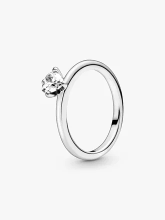 Klarer Herz-Solitärring aus Sterlingsilber