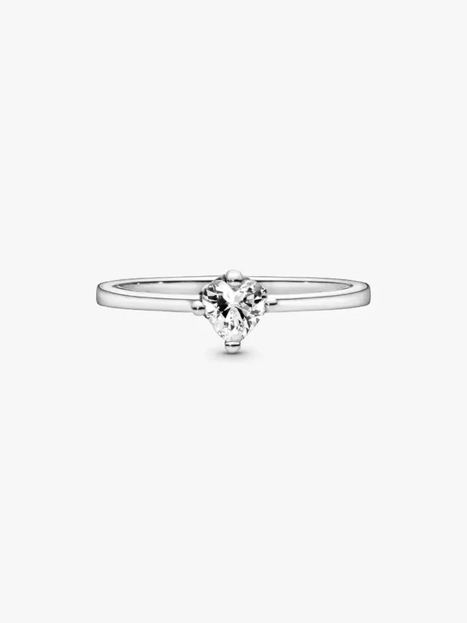 Klarer Herz-Solitärring aus Sterlingsilber Klarer Herz-Solitärring aus Sterlingsilber