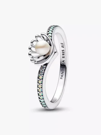 Disney-Prinzessin Arielle Muschel-Ring mit behandelter Süßwasserzuchtperle aus Sterlingsilber