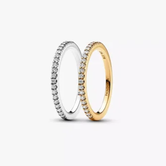 Klassisches funkelndes Ring-Set, 2er-Set
